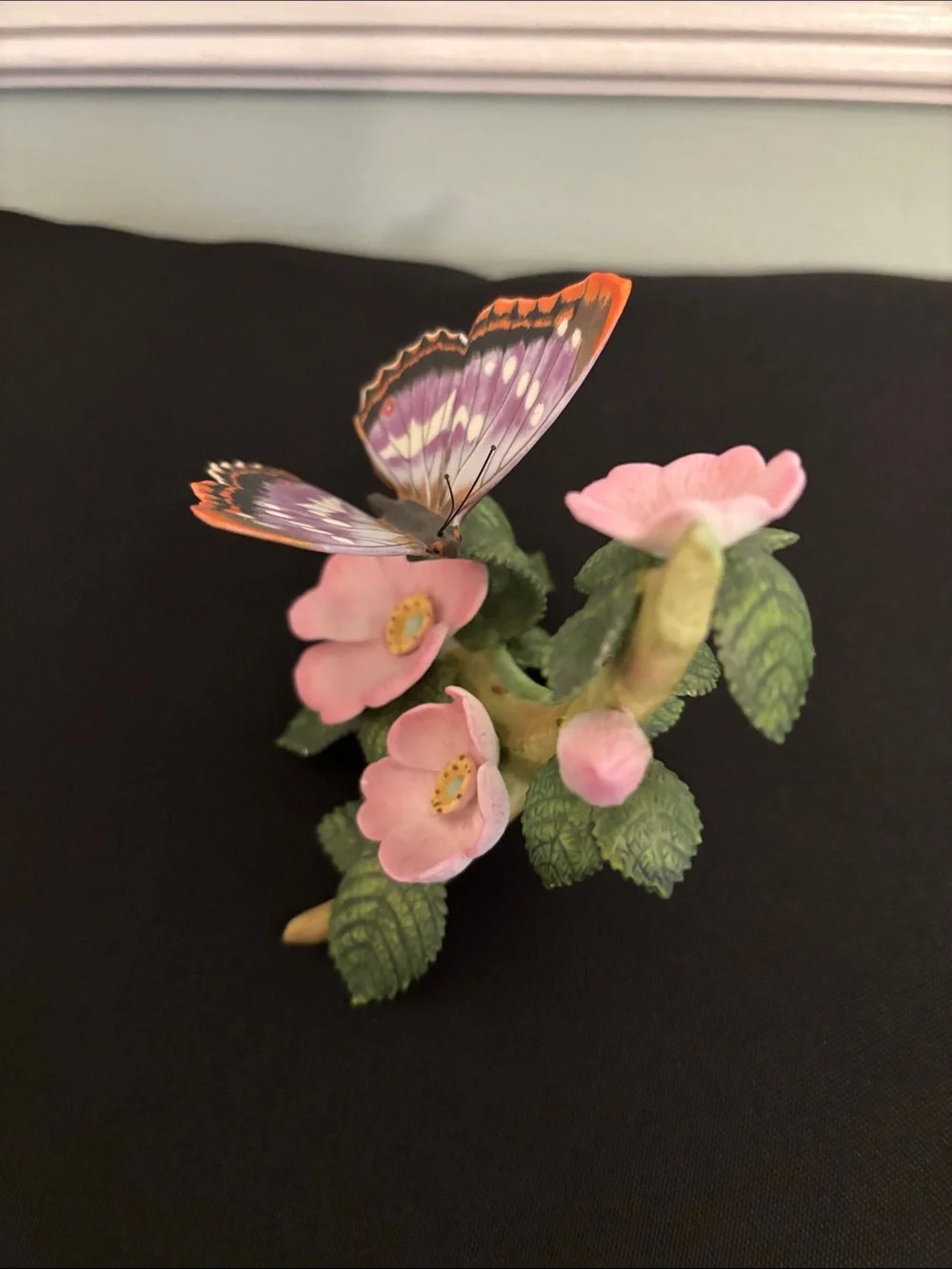 Lenox Purple Emperor and Pink Butterfly Figurine Dated 1991